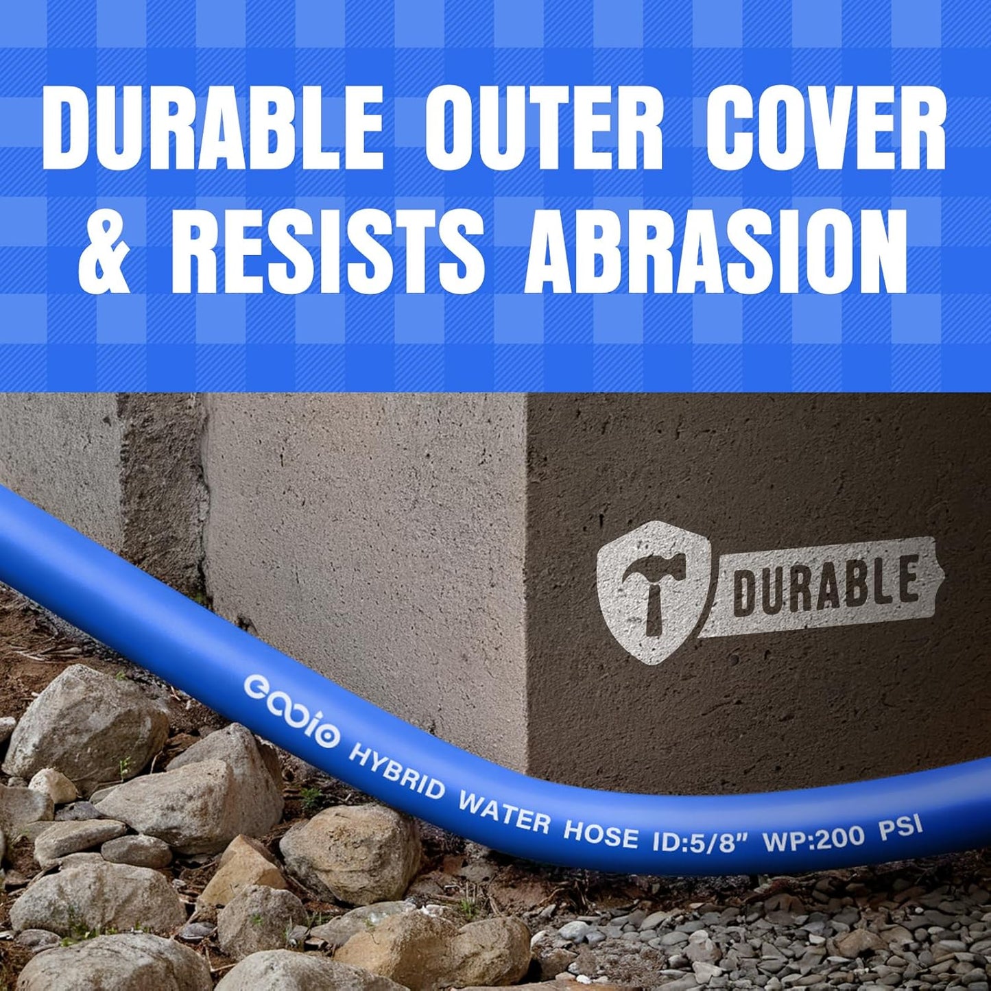 Heavy Duty Garden Hose 25 ft, Non-Expanding Flexible Water Hose, Kink Resistant Lightweight Hybrid Hose, Leakproof Hose Male to Female Fittings