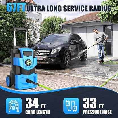 Professional Pressure Cleaner 5000 PSI,4.0 GPM Heavy Duty Power Cleaner with 4 Nozzles,Foam Cannon,33FT Hose and 500ml Soap Bottle for Home/Cars (Blue)