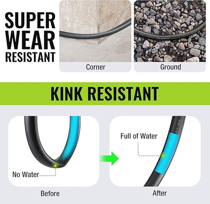 WORKPRO 5/8 IN x 50 FT Garden Hose, Heavy Duty, Flexible, Lightweight Water Hose with 360° Bi-Material Rotation Handle, 3/4" GHT Solid Brass Fittings, for Outdoor, Lawn, Garden & Yard, Car Wash