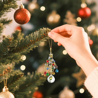 H&D HYALINE & DORA Set of 6 Christmas Tree Suncatchers Set Rhinestone Tree Shape with Hanging Crystal for Xmas Birthday New Year