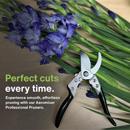 Professional Hand Pruners (Small/Medium) - Ergonomic Non-Slip Garden Shears, Heavy Duty Handheld Plant Trimmer, High Carbon Steel Blades Flower Cutter, Pruning Shears for Gardening and Harvesting