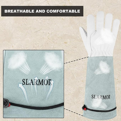 Long-Gardening-Gloves Women/Men-Thorn Proof Rose Pruning Heavy Duty Gauntlet-S