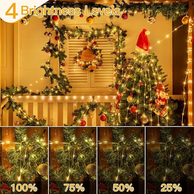 Ollny Outdoor Christmas Lights 1000LED 328FT, Warm White Fairy Lights IP67 Waterproof, Plug in String Light with Remote 8 Modes Timer, Xmas Light for Outside Indoor House Tree Decorations