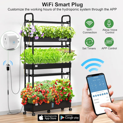 Hydroponics Growing System Kit, 90 Pods Vertical Indoor Garden with LED Grow Light, Auto Circulating Water System & WiFi Smart Plug, Indoor Gardening System for Vegetable Fruit Herb