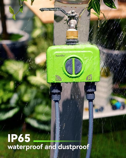 RAINPOINT WiFi Water Timer for Garden Hose, Brass Inlet 2 Zone WiFi Sprinkler Controller, Smart Hose Timer Valve with Ethernet Gateway, Rain Delay for Garden/Lawn (Support WiFi & Ethernet Connection)