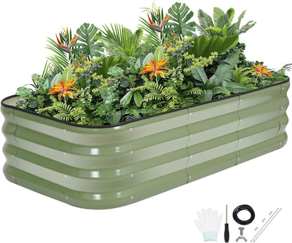 G GOOD GAIN 3-in-1 Adjustable Raised Garden Bed Kit | Galvanized Planter Boxes for Vegetables, Flowers | 12" Tall, Multiple Sizes (4x2x1ft, 3x3x1ft, 5x1x1ft) | Outdoor Metal Raised Bed, Green