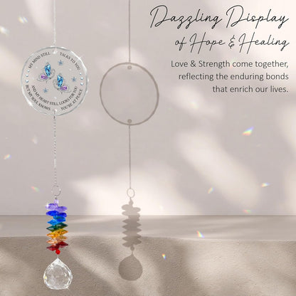 Glass Suncatcher Ornament - Memorial Gift for Loss of Loved One - My Mind Still Talks to You - Bereavement Keepsake - Crystal Rainbow Maker - Hanging Crystal Decor - Daily Remembrance