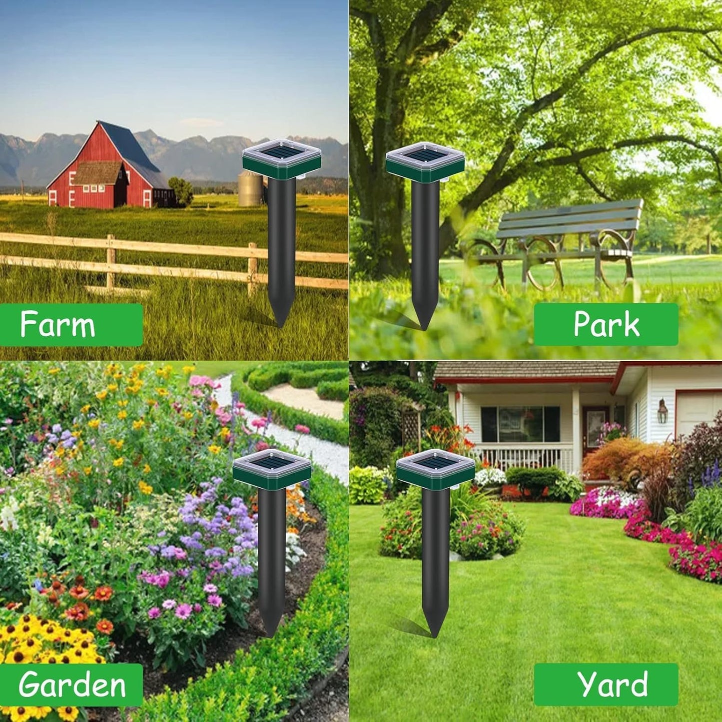 Mole Repellent Solar Powered for Lawns Snake Repellent for Yard Gopher Trap Groundhog Vole Repellent Ultrasonic Spike Outdoor Waterproof Sonic Chipmunk Rodent Burrowing Animals Deterrent Stake (8)