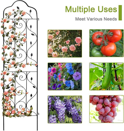 hogardeck 4 Packs 60 * 18 inch Metal Garden Trellis for Climbing Plants Outdoor,Heavy Duty,Black Coating Rustproof Trellis for Rose, Vegetable, Flowers, Expandable,Perfect for Training Climbing Plants