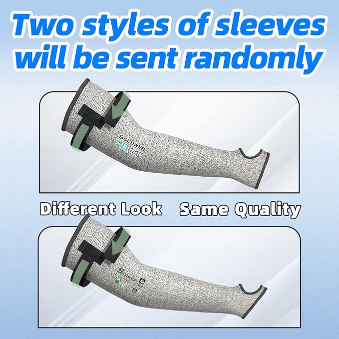 Schwer 2 Pairs PRO-SKIN ANSI A6 Cut Resistant Sleeves With 2.0 Detachable Hook and Loop Straps, Non-PFAS, High Risk Cut Protection Arm Sleeve, Gardening Sleeves, Protective Sleeve for Arms