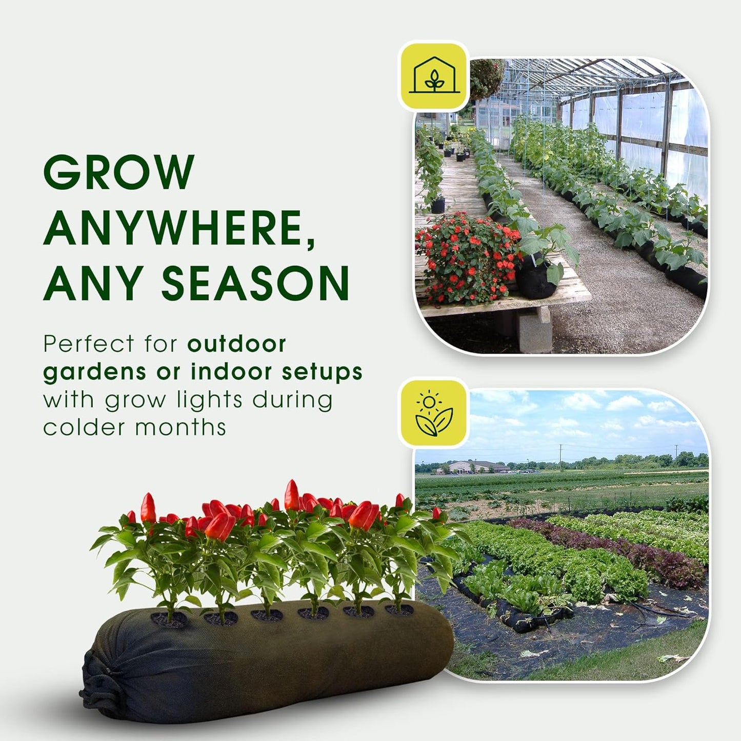 4x4 25 ft Tubular Fabric Planters for Outdoor Plants with Full Drip Irrigation System - Heavy Duty Mesh for Optimal Airflow, Customizable Up to 16 sq ft