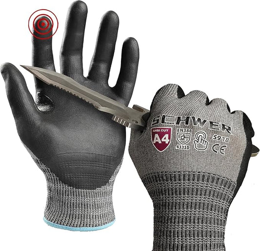 Schwer A4 AIR-SKIN Cut Resistant Work Gloves AR5918 with Extreme Lightweight & Thin, Grip Gloves for Fishing, Refined Work, Mechanic, Gardening, Touch-Screen, Non-PFAS, 3D-Comfort Fit, 1 Pair (M)