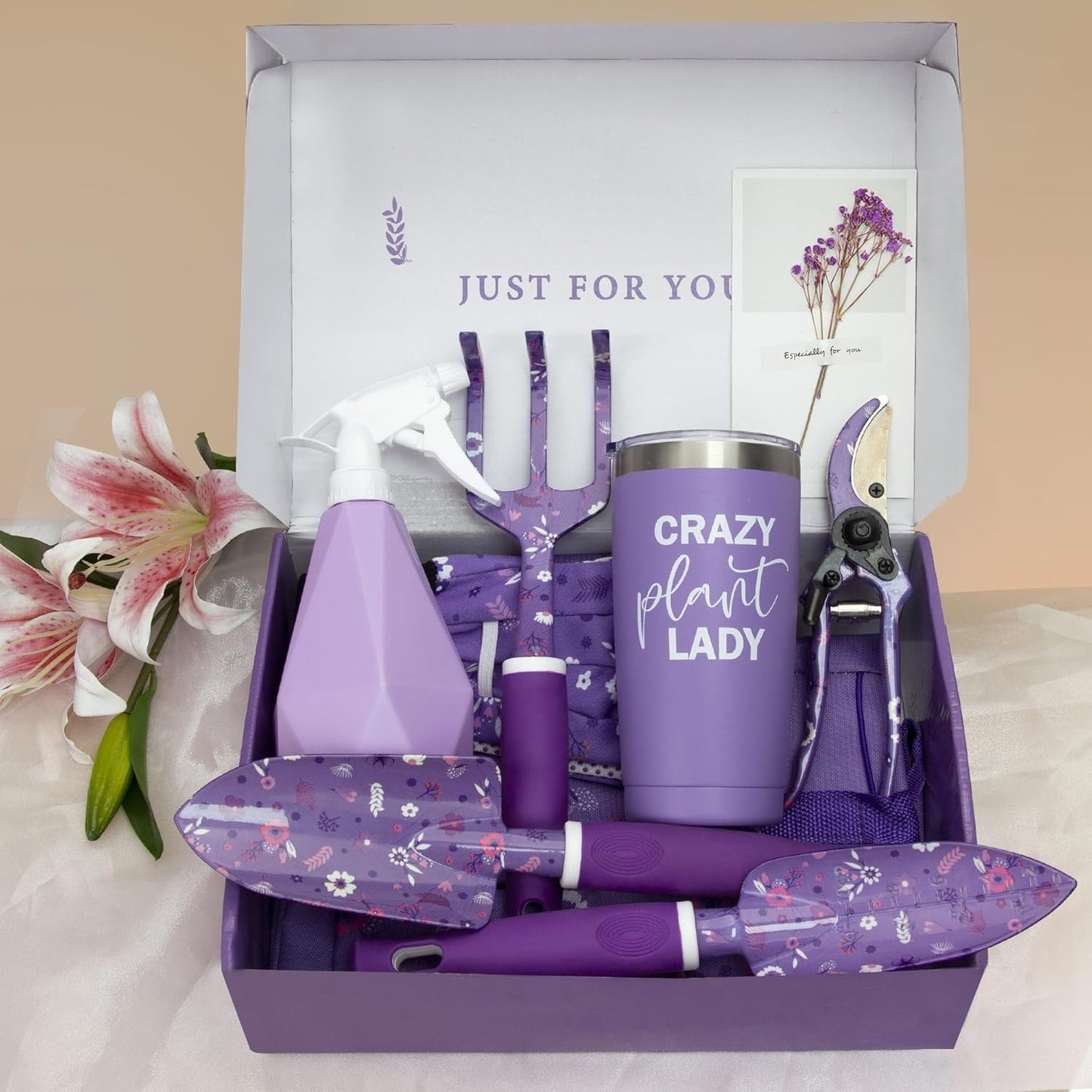 Gardening Gifts for Women, Garden Tool Set, Heavy Duty Gardening Hand Tools with Garden Tool Bag, Purple