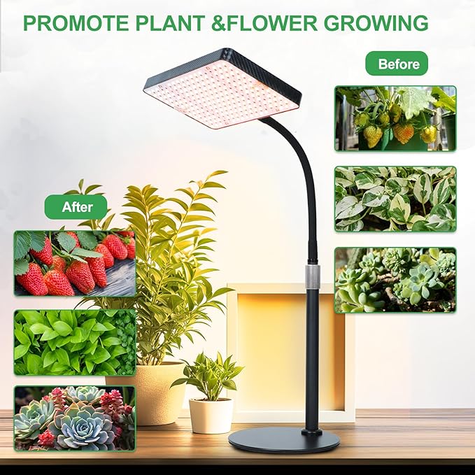 25W Table Top Grow Lights for Indoor Plants, Seed Starting, Bonsai with Timer Auto On/Off, 2500 Lumen Enough Bright Like A Small Sun for Your Jungle, Daisy Chain Function, 16"-24" Height Adjustable