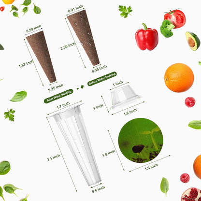 176 PCS Hydroponic Pod Kit for Aerogarden - Grow Anything Seed Pods with 60 Sponges, 12 Baskets, 24 Domes, 60 Labels, 6 Plant Food, 1 Measuring Cup - Compatible with Hydroponics Growing System