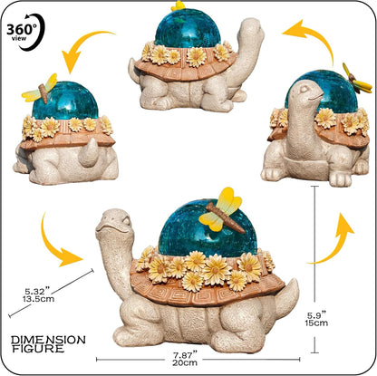 Solar Resin Turtle – Garden Decor Ornament with Floral Design,Cute Animal Statue for Outdoor, Patio, Yard Decoration,Home Unique Birthday Housewarming Gifts for Moms Women Dad Grandparents