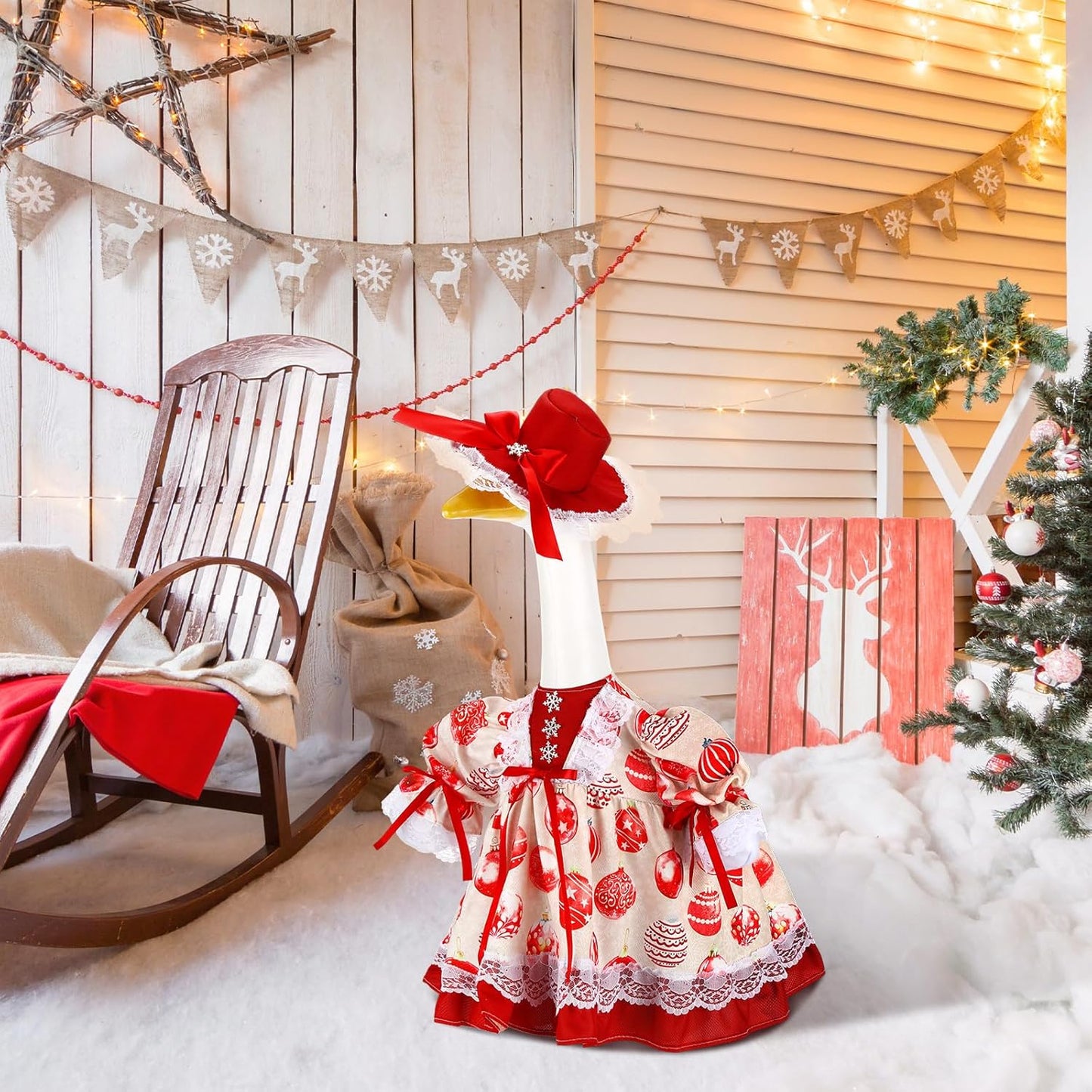 Suzile Christmas Ball Outfit Clothes for 23 Inch High Cement or Plastic Geese Ghost Lawn Porch Goose Clothes Christmas Costume