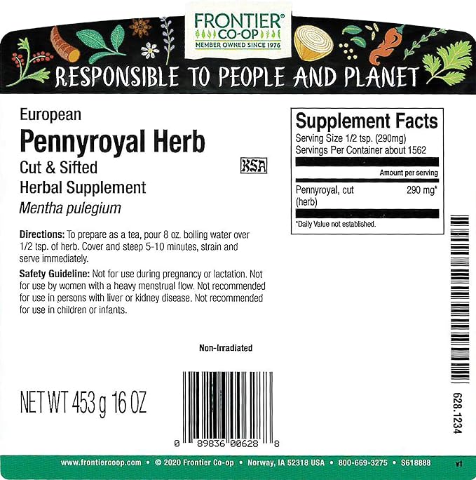 Frontier Co-op Cut and Sifted Pennyroyal Herb 1lb