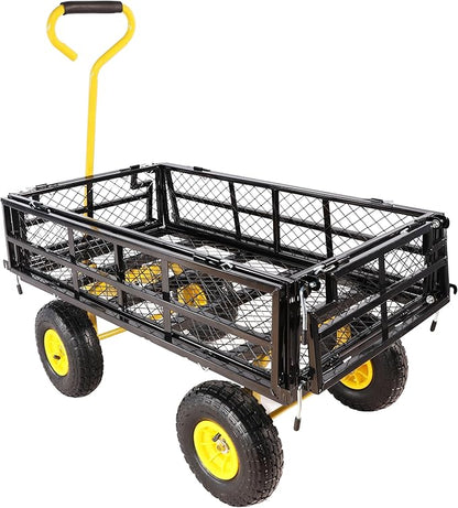 with a Four-Wheeled Trailer with a Double-Deck Detachable Side,The Steel Multifunctional Heavy-Duty net car can be Used in Farms,Warehouses and Other Places.