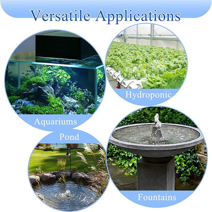 SAC SMARTEN ARTS Submersible Water Pump - Quiet, 119GPH, 10W, 12V, 3.6ft Lift for Aquariums, Fountains, Ponds, Hydroponic Systems