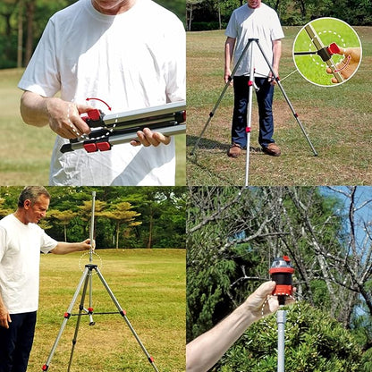 Eden 94156 PRO Metal Telescoping Tripod Adjustable 6-Pattern Mobile Rotary Gear Drive Garden Sprinkler for Yard W/Premium Quick Connect Starter Set
