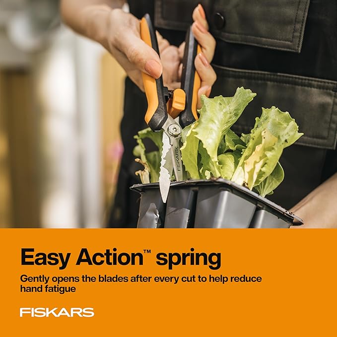Fiskars Pruning Shears for Gardening, Multipurpose 8" Garden Shears with Sheath and SoftGrip Handle, Great for cutting Nursery Pots, Bags, and Wire