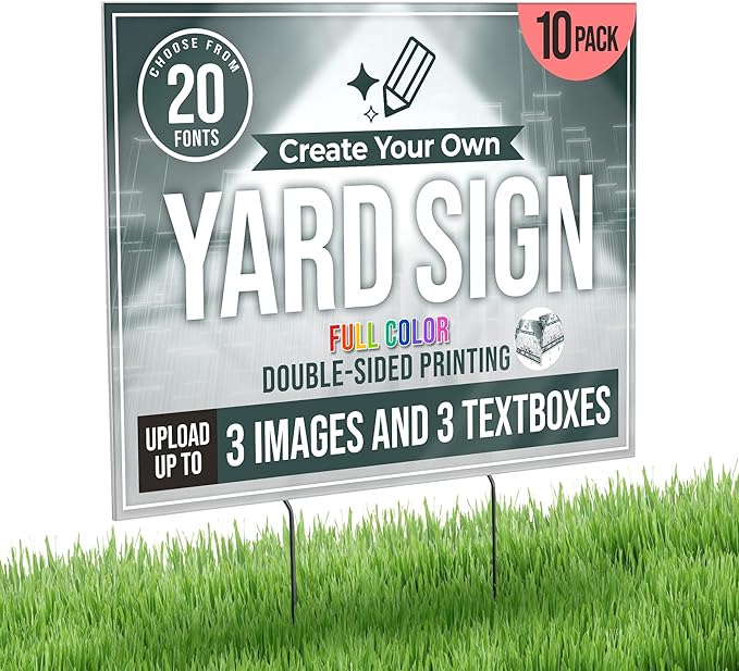 24x18" Double Sided Custom Yard Sign with Metal Stakes, Personalized Full Color Corrugated Yard Sign for Outdoors, Front and Back Custom Printed Personalized Lawn Signs (Design 2)