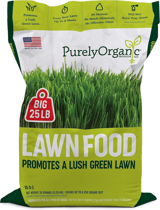 Purely Organic Products Lawn Food 10-0-2, 25 LB Bag (Covers 5,000 Square Feet)