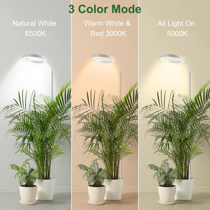 Wolezek Grow Lights for Indoor Plants Full Spectrum, 80 LEDs 3 Colors, 65in Large Plant Lights for Indoor Growing with 360°Gooseneck, 6/12/16H Timer, 5 Brightness, Height Adjustable, White 3 Pack