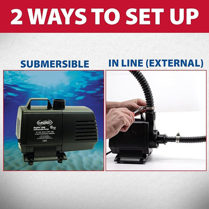 The Pond Guy MagFlo High-Efficiency Compact Pump for Small Water Gardens, Quiet Multi-Purpose System for Waterfalls, Fountains or Spitters, 590 GPH