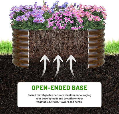 SnugNiture Galvanized Steel Raised Garden Bed, 4x2x2 ft, Outdoor Oval Deep Root Planter Box for Growing Vegetables, Flowers and Fruits