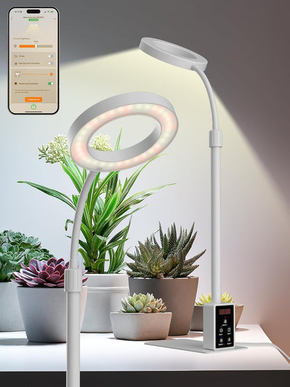 Grow Light with Stand, LED Plant Light for Indoor Plants, Full Spectrum Grow Lamp, Adjustable Height (White, 12W)