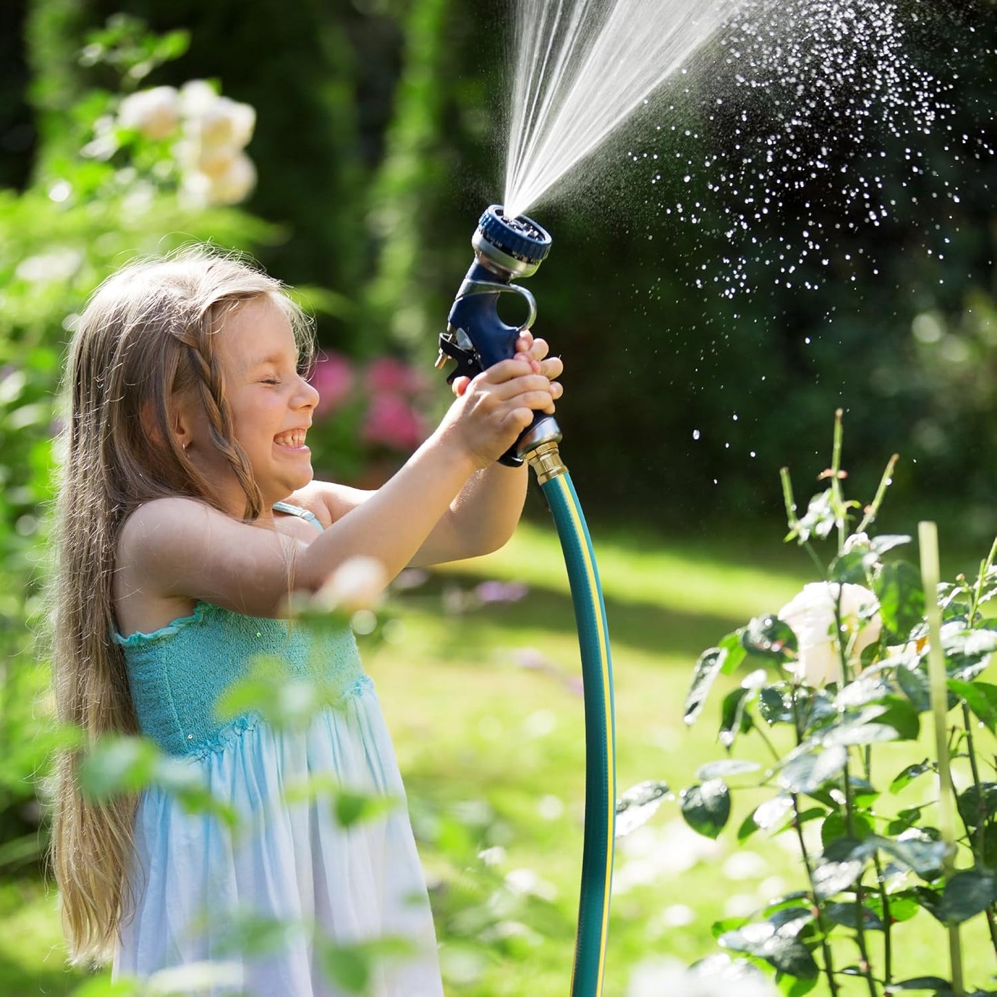 Solution4Patio Short Leader Green Garden Hose 5/8 in. x 6 ft. -Kink Free, No Leaking, Male/Female Fittings -Heavy Duty Durable Flexible Lightweight Water Pipe -Brass Aluminum Ends for Household & Yard