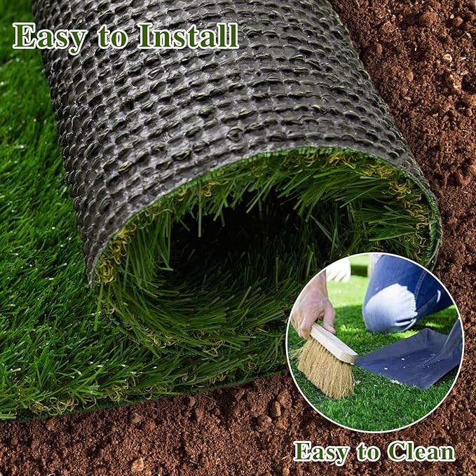 Natural Artificial Grass Turf 13 FT x 49 FT, Heyroll Customized Sizes Thick Faux Grass, 1.38" Indoor Outdoor Garden Rug Landscape Carpet Lawn Synthetic Fake Grass Mat
