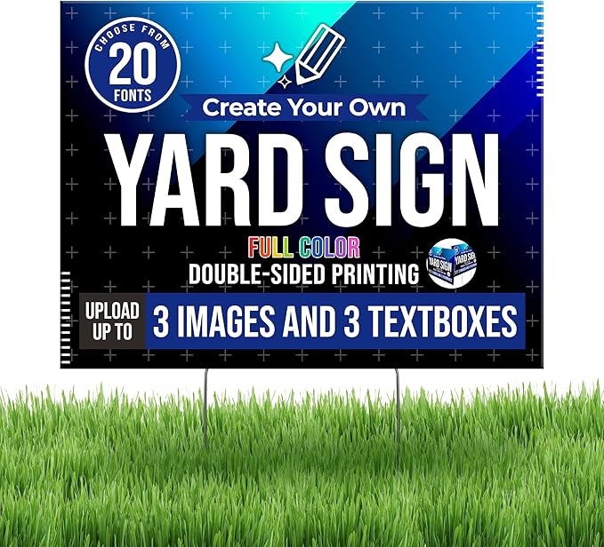 24x18" Double Sided Custom Yard Sign with Metal Stakes, Personalized Full Color Corrugated Yard Sign for Outdoors, Front and Back Custom Printed Personalized Lawn Signs (Design 4)