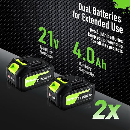 12-Inch Brushless Chainsaw, Cordless Chain saw,1000W Motor with 2 × 4.0Ah Batteries & 2 Guide Bars, 3 Chains, Lightweight Handheld Saw for Tree Trimming, Wood Cutting, Pruning