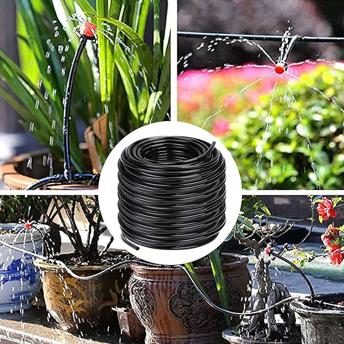 Hourleey Blank 200 FT Distribution Tubing Irrigation Drip Hose, 1/4 Inch Drip Line