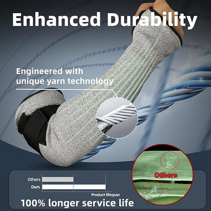 Schwer 2 Pairs PRO-SKIN ANSI A6 Cut Resistant Sleeves With 2.0 Detachable Hook and Loop Straps, Non-PFAS, High Risk Cut Protection Arm Sleeve, Gardening Sleeves, Protective Sleeve for Arms