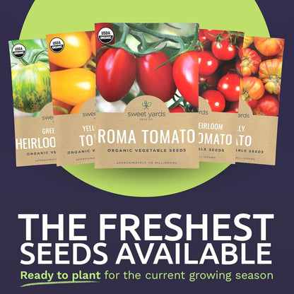 Organic Tomato Ultimate Seed Variety Pack - 17 Individual Packs - 2025 Season - Black Krim, Golden Jubilee, Cherokee Purple and More! for Indoor & Outdoor Planting (Non-GMO, Certified Organic)