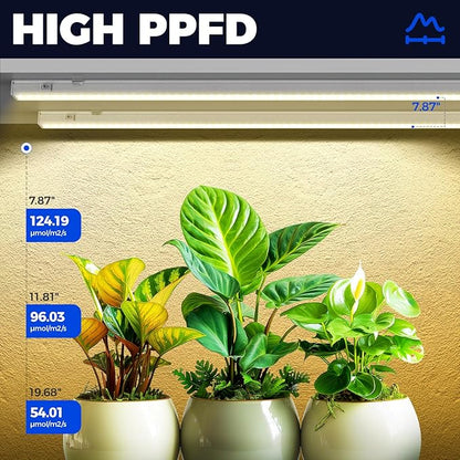 Barrina T5 Grow Lights, Full Spectrum Grow Light, 3ft 128W (8 x 16W, 800W Equivalent), LED Grow Lights for Indoor Plants, Ideal for Indoor Plants, Plant Grow Shelf, Plug and Play, Yellow, 8-Pack