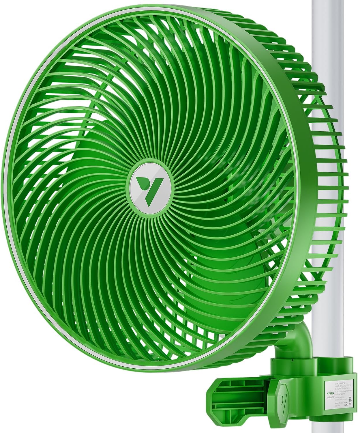 VIVOSUN AeroWave E9 Grow Tent Fan 9”, EC Motor, WiFi-Controllable, US Patented Auto Oscillating Clip fan, IP54 Weatherproof, Strong Airflow & Quiet for Hydroponic Ventilation Circulation, Green