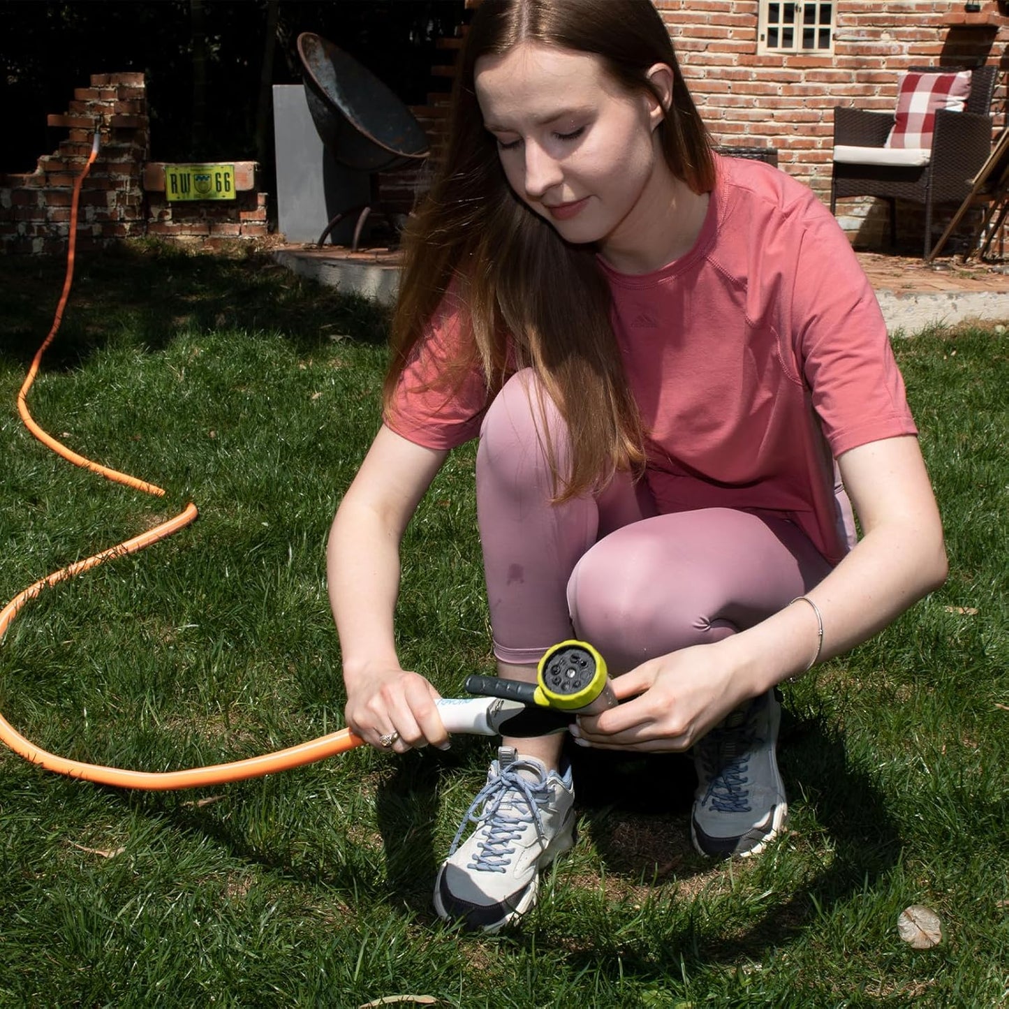 Fevone 25 ft x 5/8" Heavy Duty Garden Hose, Drinking Water Safe, Flexible & Kink-Free Hybrid Polymer Water Hose, Lightweight Outdoor Hose with 3/4" Solid Aluminum Fittings