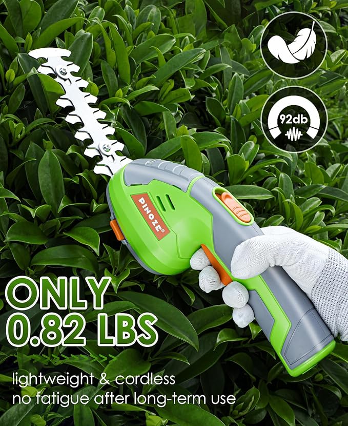 Cordless Grass Shear & Hedge Trimmer - 2 in 1 Handheld 7.2V Small Electric Bush Trimmer, 2.0Ah Rechargeable Battery Powered Shrub Trimmers Grass Cutter for Garden, Yard, Lawn Care - Grey/Green