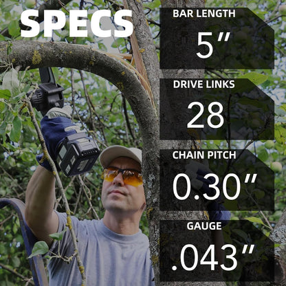 2 Pack 5 Inch Chainsaw Chain Low Kickback 5 Inch Chain Saw Chain Fit For WORX WG324, FASTCRAFT 2020X-L, 5" Replacement Chains Fits for 5" Electric Battery Powered Chainsaw