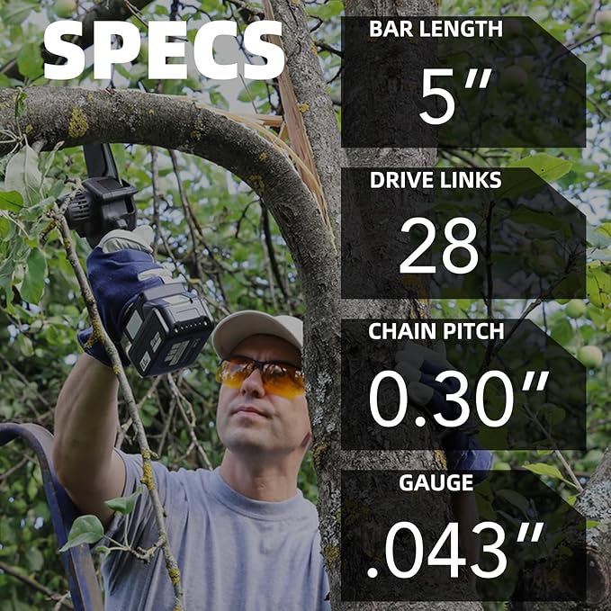 2 Pack 5 Inch Chainsaw Chain Low Kickback 5 Inch Chain Saw Chain Fit For WORX WG324, FASTCRAFT 2020X-L, 5" Replacement Chains Fits for 5" Electric Battery Powered Chainsaw