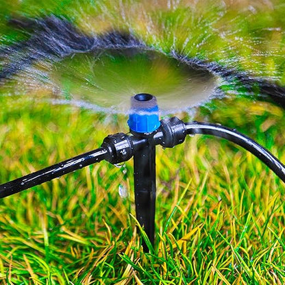 Push-to-Fit Drip Irrigation Vortex Emitters for 1/4" Drip Irrigation Tubing, 20 Pcs Adjustable 360 Degree Water Flow Fan Shape Drippers with Stake in-Line Drip System Emitter