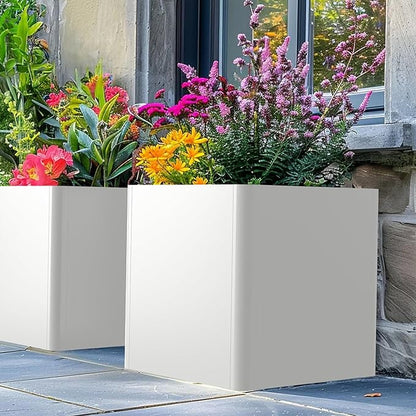 Large Steel Planter Box 26"x26"x26", Heavy Duty Square Metal Planter Box Indoor&Outdoor