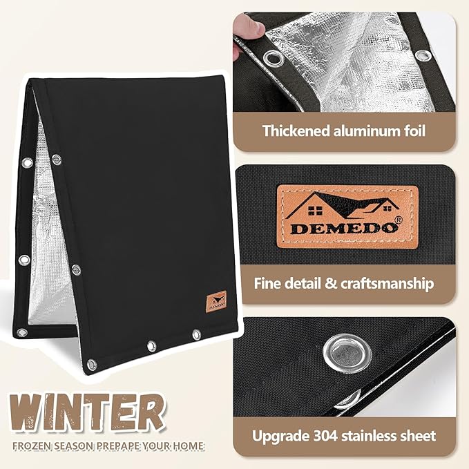 Backflow Preventer Insulation Cover - 2 Way Opening Pipe Insulation Cover for Irrigation Valve, Sprinkler Cover for Outside - Winter Freeze Protection Backflow Cover - 18" W x 34" H, Black