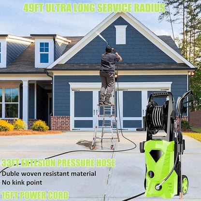 5000PSI Pressure Cleaner 2025 2.8GPM High Power Cleaner with 4 Pressure Nozzle and Soap Bottle for Home, Car Washing, Fence Cleaning, Patio (Green)