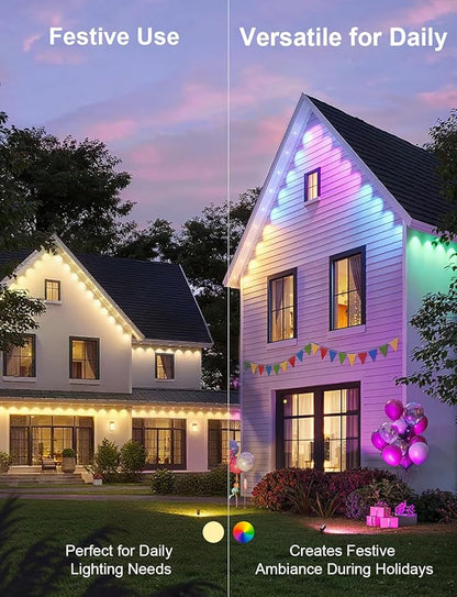Fussion 300ft Permanent Outdoor Lights for House, 2025 Smart RGB LED Outside Lights with APP Remote Control, IP67 Waterproof Eternity Eaves Lighting for Christmas, Halloween, Holiday, Party, Daily